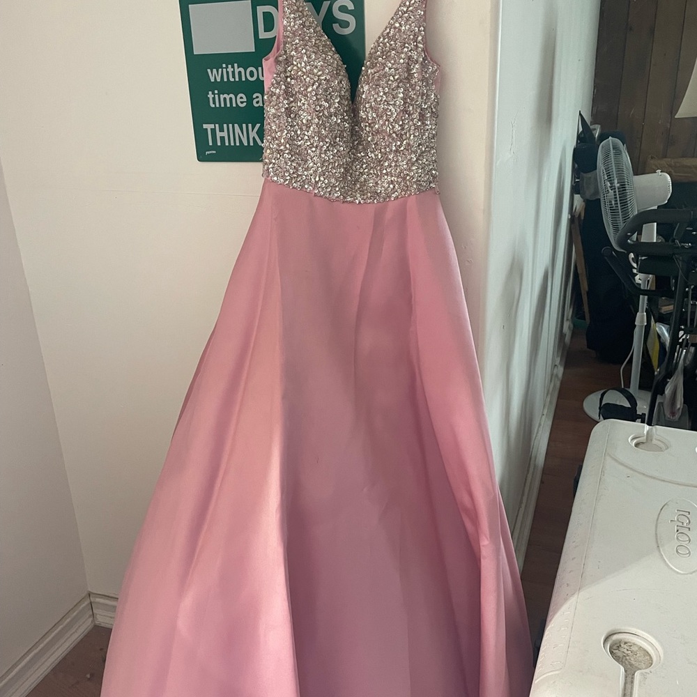 Pink satin prom dress